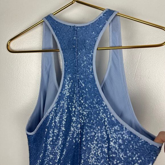J. Crew Collection Limited Edition Alicia Sequin Racerback Slip Dress Blue Sz 10 - Picture 9 of 13